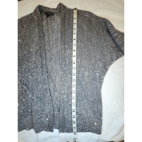 Express Womens Open Cardigan Gray Sparkly Sequin Silver Small - Picture 5 of 6